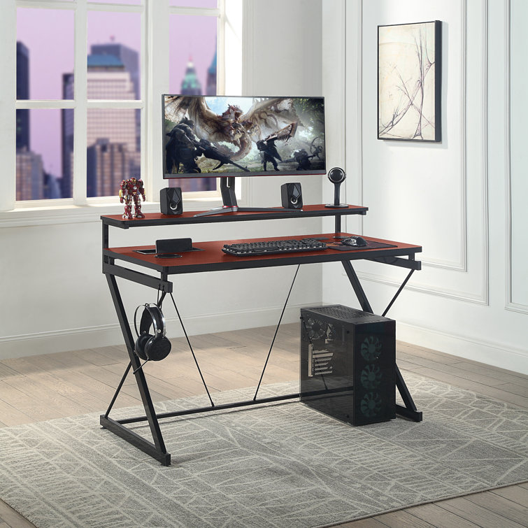 Inbox Zero Jossue Gaming Desk with Built in Outlets Wayfair